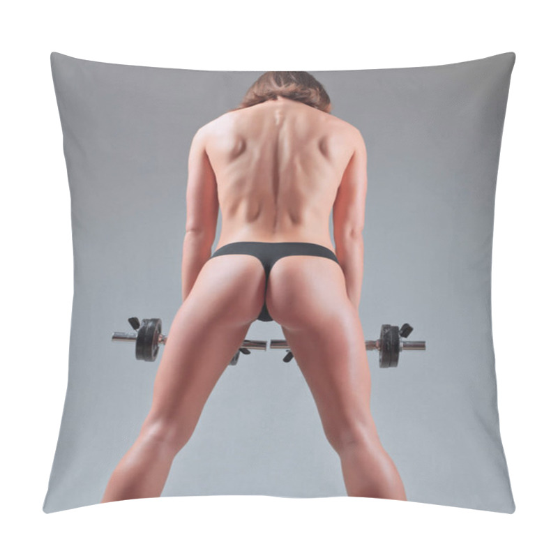 Personality  Female Fitness Model. Middle Eastern Female In Sports Clothing Workout. Sporty Girl Workout In Gym. Fitness Woman. Pillow Covers