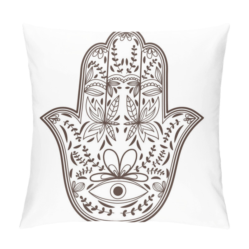 Personality  Illustration With Ornamental Khamsa Pillow Covers