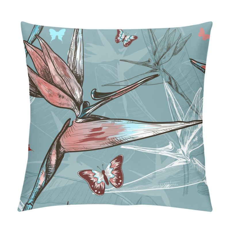 Personality  Bird Of The Paradise Flowers Seamless Pattern Pillow Covers