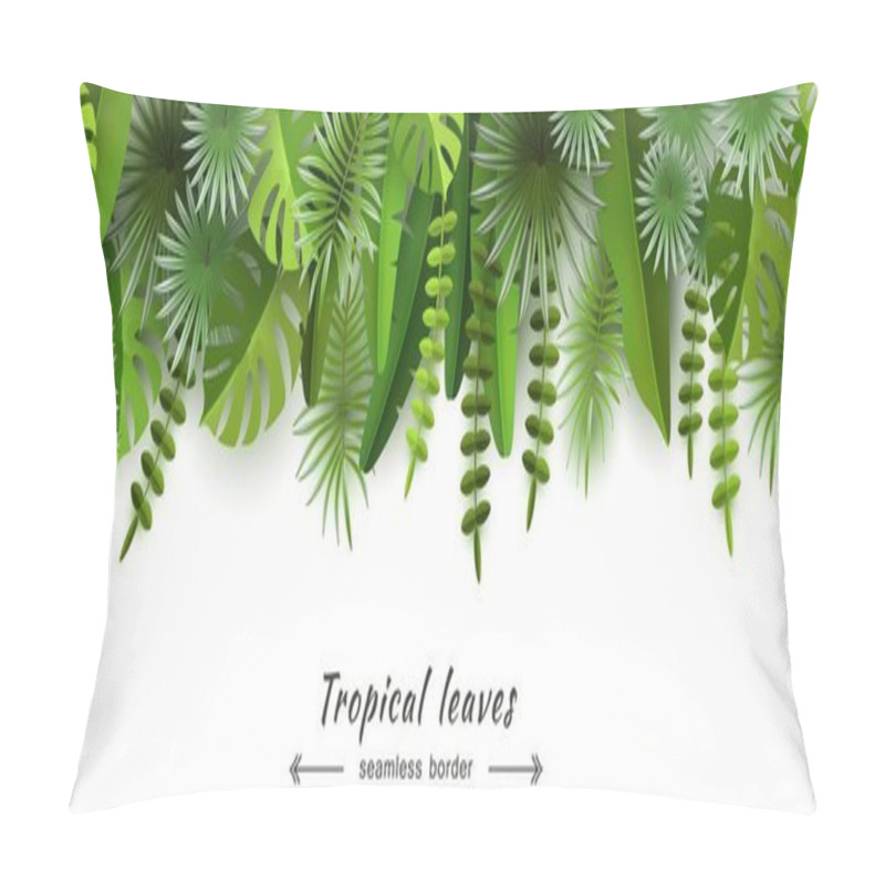 Personality  Tropical Leaves Seamless Border Isolated On White Background Summer And Seasonal Design Travel Advertising And Tourism Volumetric Image Cut Paper Vector Illustration Pillow Covers