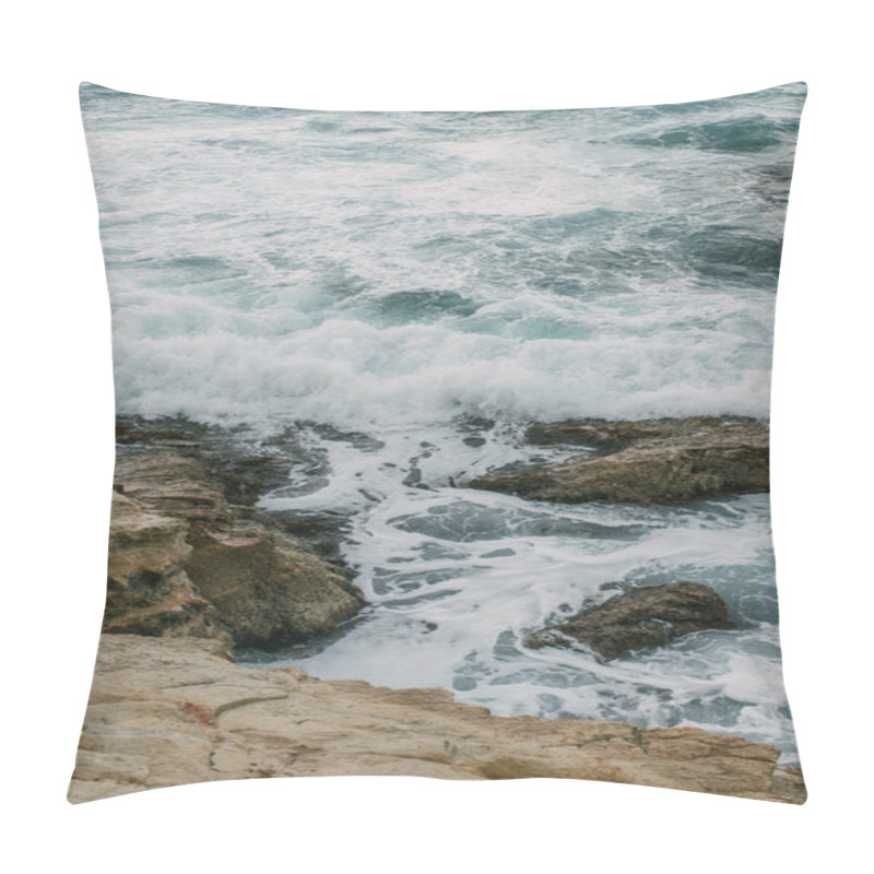 Personality  Rocks Near Water In Mediterranean Sea In Cyprus   Pillow Covers