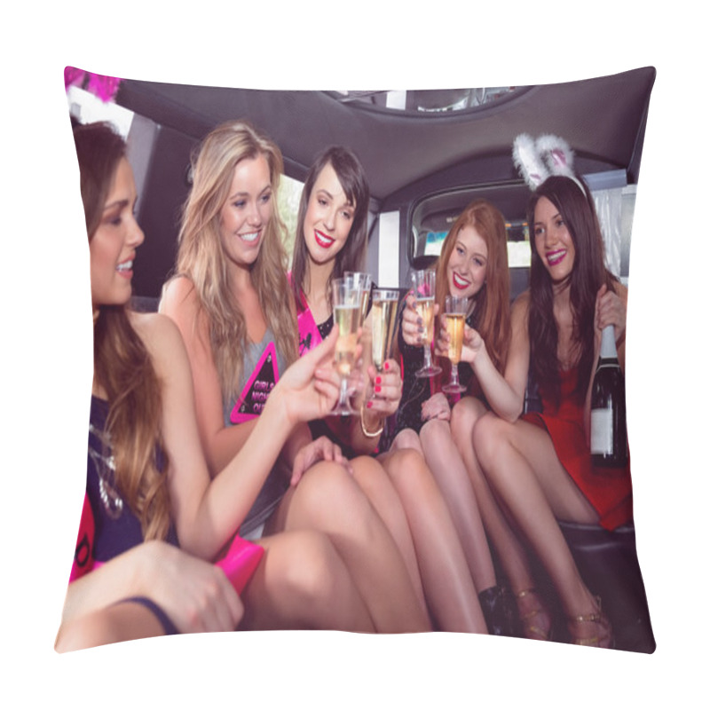 Personality  Happy Friends Drinking Champagne In Limousine Pillow Covers