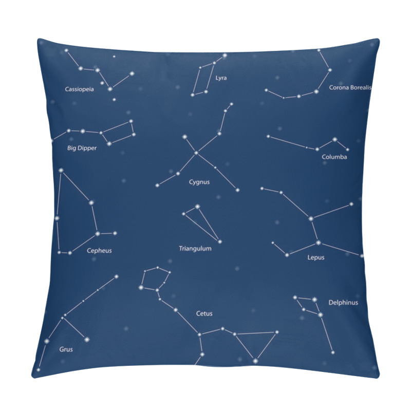 Personality  Constellations: Cassiopeia, Big Dipper, Cepheus, Lyra, Grus, Cyg Pillow Covers