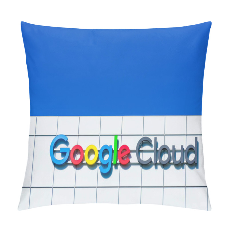 Personality  Google Cloud Sign, Logo Is Displayed On Google Campus Building In Silicon Valley Under Blue Sky - Sunnyvale, California, USA - 2020 Pillow Covers