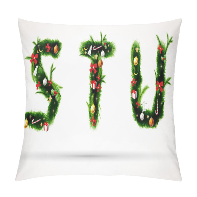 Personality  S T U, Vector Christmas Tree Font Pillow Covers