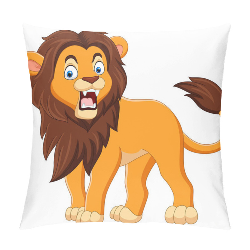 Personality  Vector Illustration Of Cartoon Lion Roaring Isolated On White Background Pillow Covers