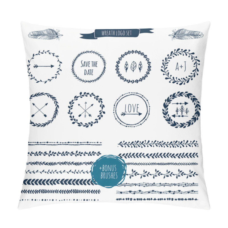 Personality  Floral Doodle Brush Elements Pillow Covers