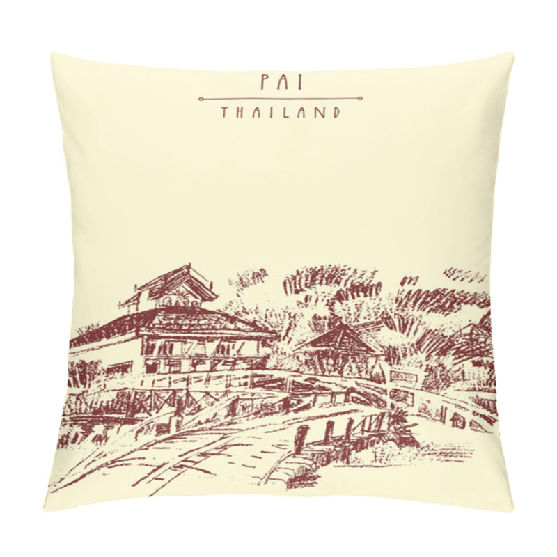 Personality  Hotel And Bamboo Bridge Postcard Pillow Covers