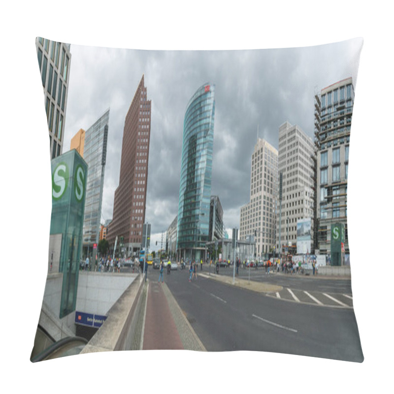 Personality  Berlin, Germany - 27 August 2020: View Of The Potsdamer Platz Square And Train Station In Downtown Berlin Pillow Covers