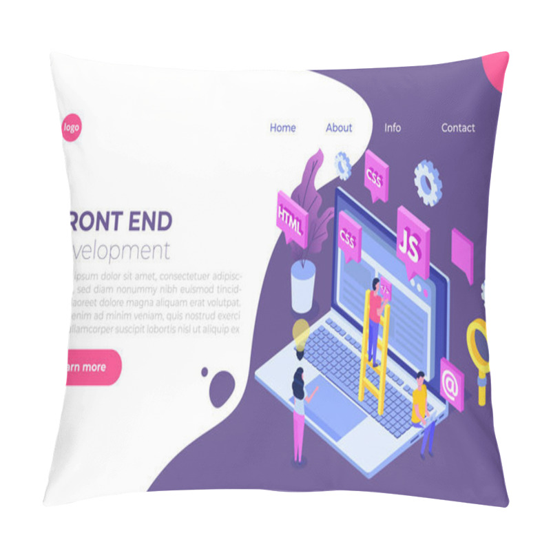 Personality  Web Design And Front End Development Isometric Concept. Vector I Pillow Covers