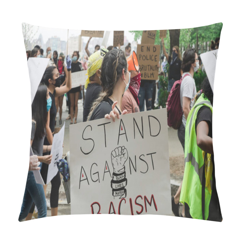 Personality  Hoboken, NJ / USA - June 5th, 2020: Black Lives Matter Peaceful Protest In Hoboken, NJ Hoboken, NJ / USA - June 5th, 2020: Black Lives Matter Peaceful Protest In Hoboken, NJ  Pillow Covers