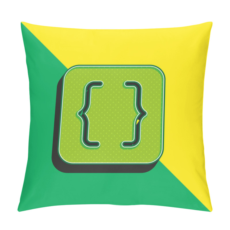 Personality  Brackets Green And Yellow Modern 3d Vector Icon Logo Pillow Covers