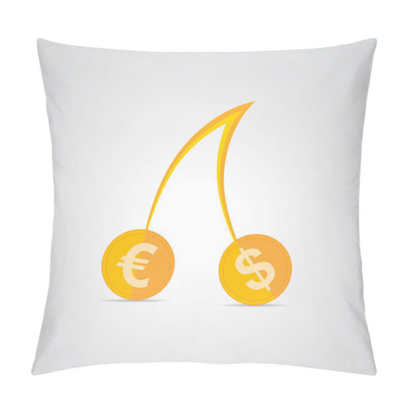 Personality  Cherries With Dollar And Euro Coins Instead Of The Berries. Vector Illustration. Pillow Covers