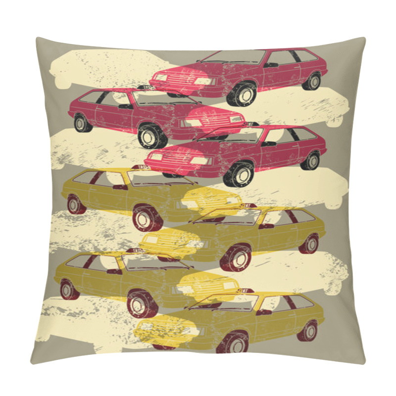 Personality  Taxi. Typographic Retro Grunge Poster. Vector Illustration. Pillow Covers