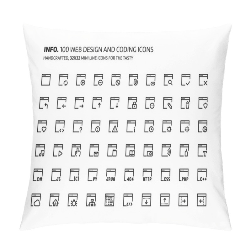 Personality  Web Development Mini Line, Illustrations, Icons Pillow Covers