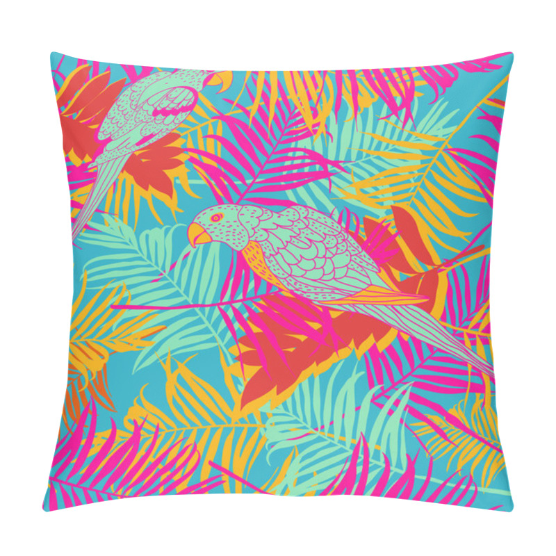 Personality  Palm Leaves With Parrots Pillow Covers