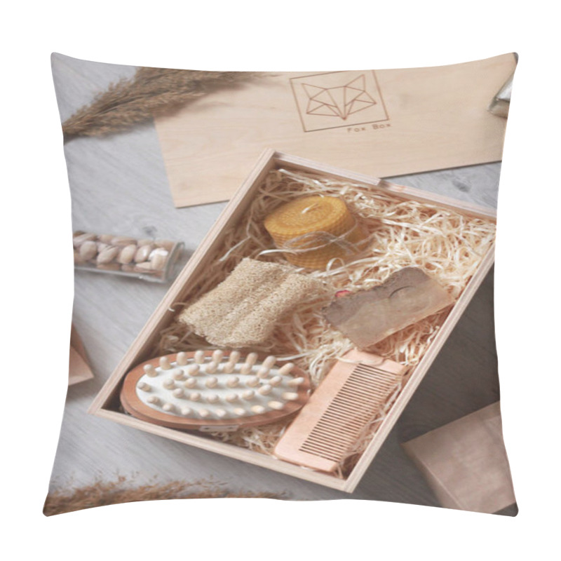 Personality  Closeup Spa Accessories Set In Wooden Box, Rusty Style Decoration   Pillow Covers