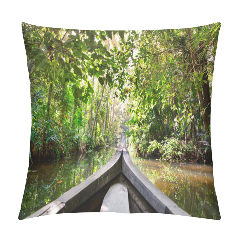 Personality  Boat In Backwaters Jungle Pillow Covers