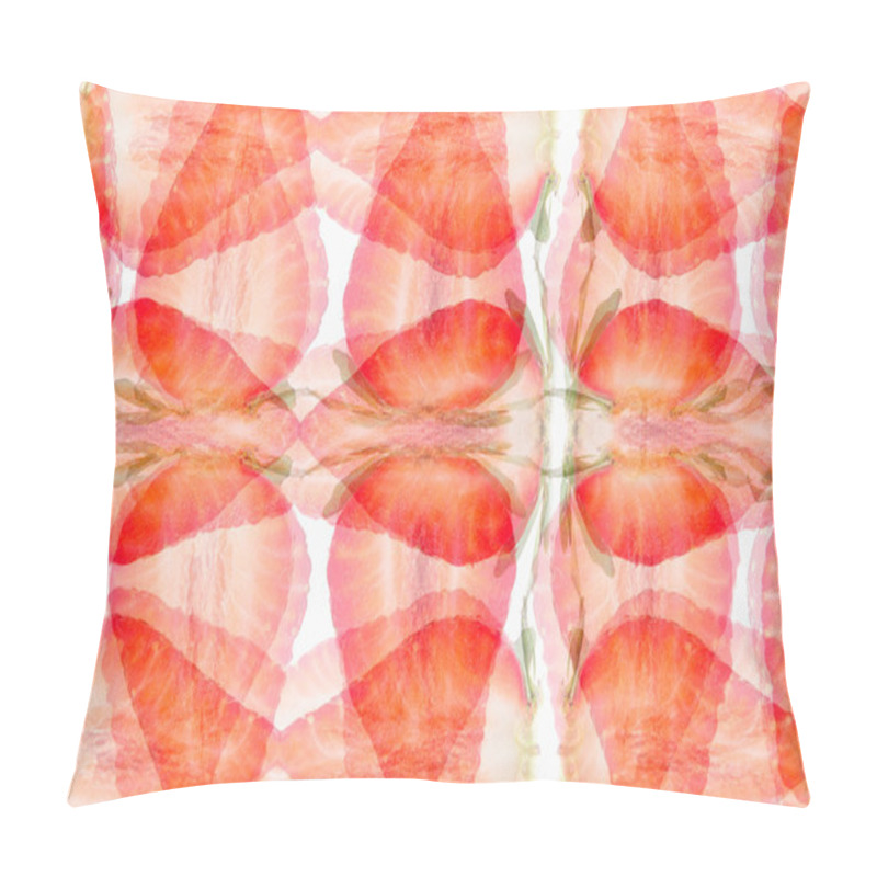 Personality  Strawberry Abstract Background. Pattern Of  Slices Strawberry. Strawberry Background.  Colorful Spring Background. Pillow Covers