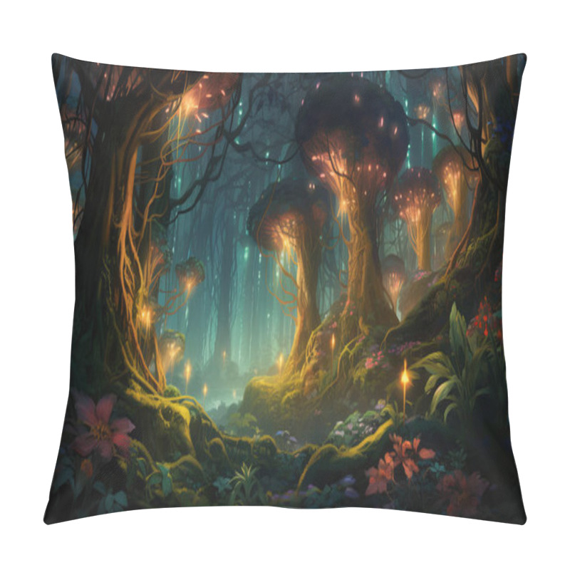 Personality  Fresh Green Foliage In A Natural Forest Landscape Pillow Covers