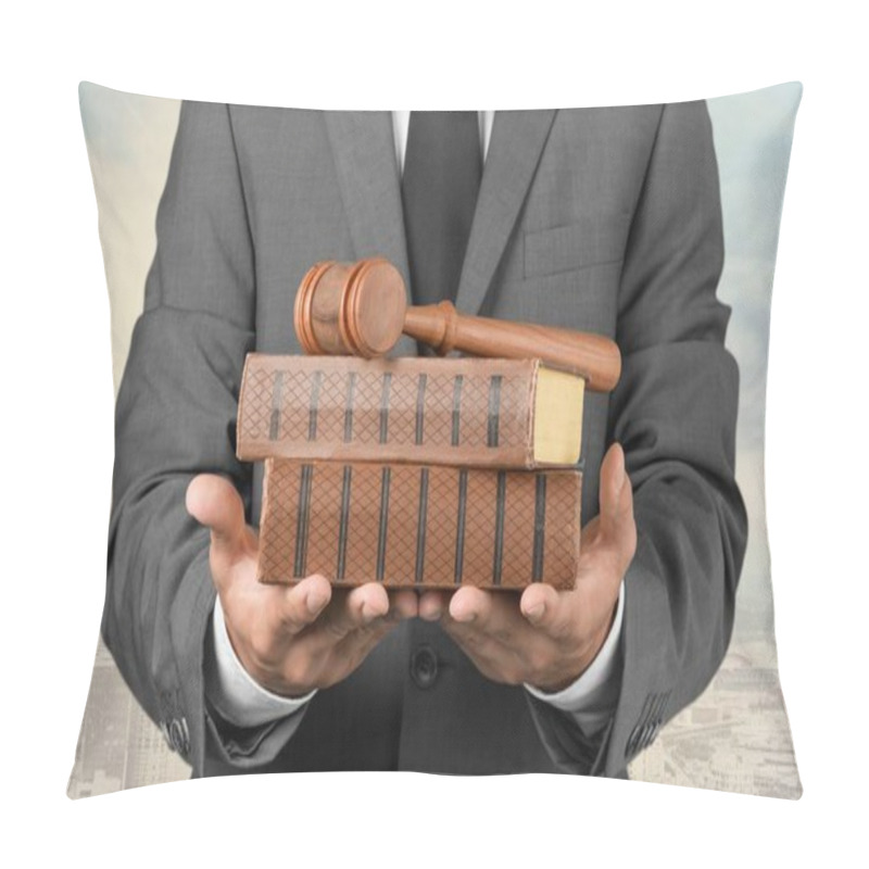 Personality  Lawyer With Gavel Judge And Books Pillow Covers