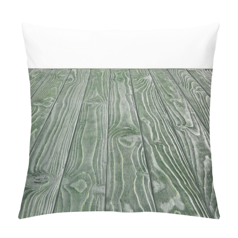 Personality   Surface Of Dark Green Wooden Planks On White Background Pillow Covers