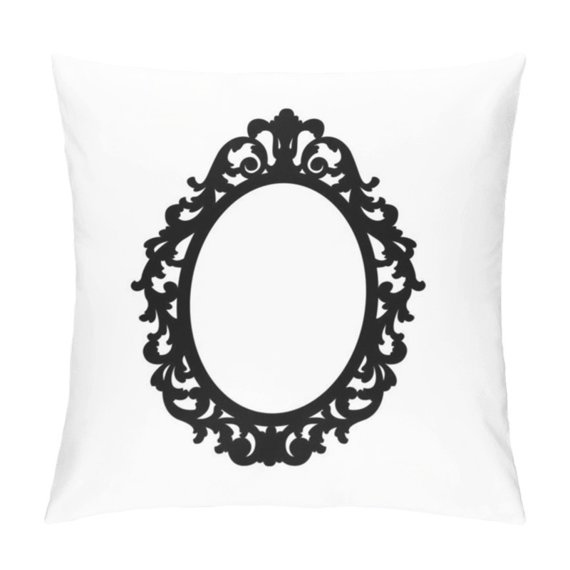 Personality  Oval Elegant Classic Frame. Black Silhouette. Vector Illustration Pillow Covers