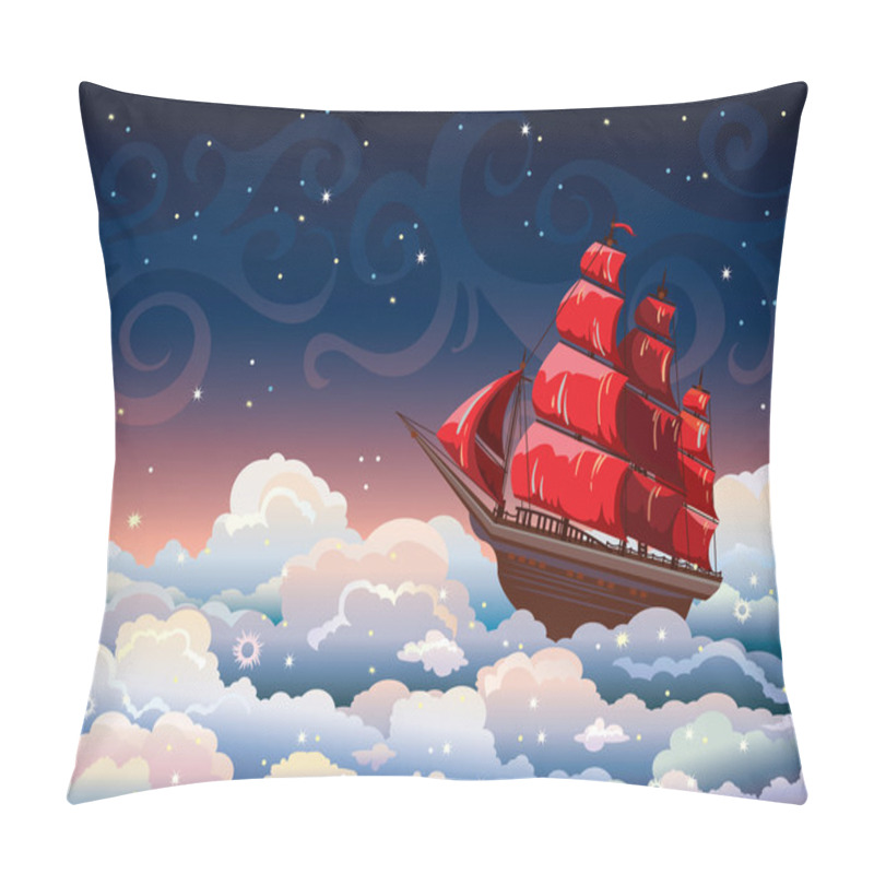 Personality  Night Sky With Clouds And Sailboat. Pillow Covers