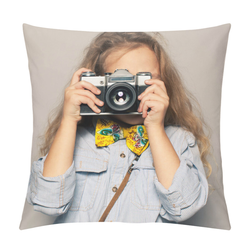 Personality  Child With Camera. Pillow Covers