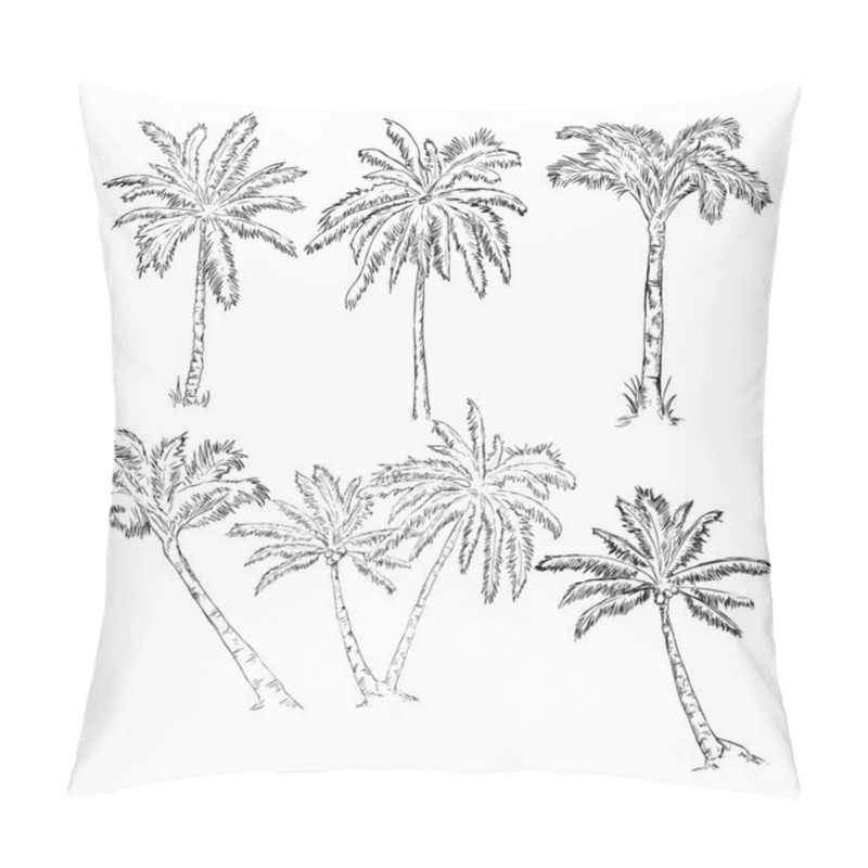 Personality  Set Of Sketch Palm Trees Pillow Covers