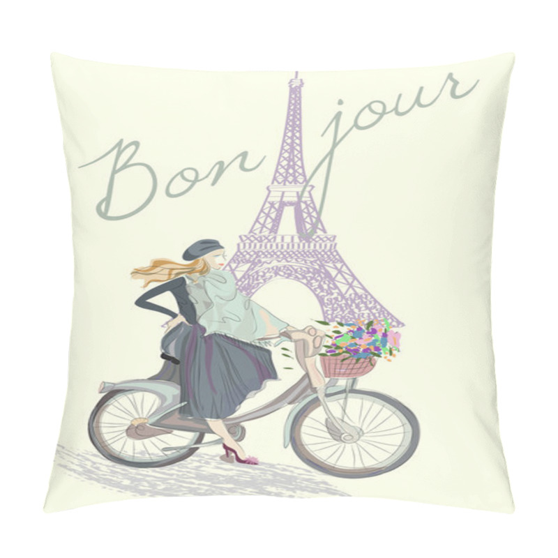 Personality  Fashion Girl On The Bike Pillow Covers