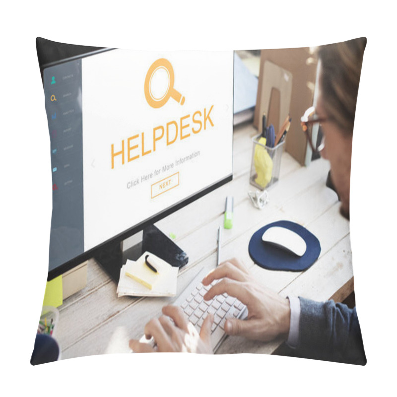 Personality  Business Man Working With Computer Pillow Covers