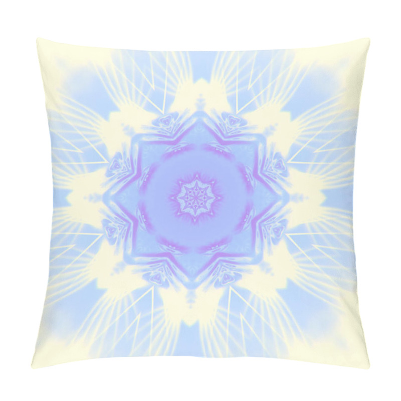 Personality  An Abstract Symmetrical Composition Reminiscent Of A Mandala Or Floral Pattern, Consisting Of Many Glowing Lines In Soft Shades Of Blue And Purple. 3d Rendering Digital Illustration Pillow Covers