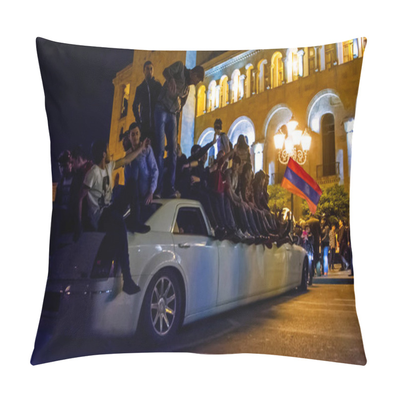 Personality  Yerevan, Armenia - April 23, 2018: People Are Happy As Armenian Prime Minister Serzh Sargsyan Resigns After Peaceful Protests Organized By Nikol Pashinian Pillow Covers