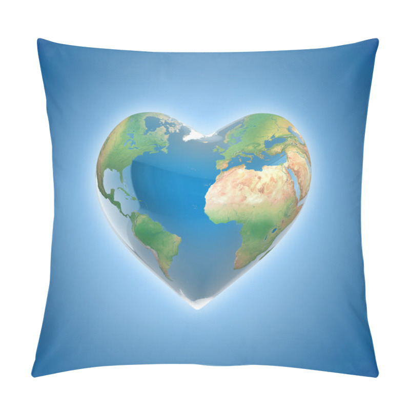 Personality  Love Planet 3d Concept - Heart Shaped Earth Pillow Covers