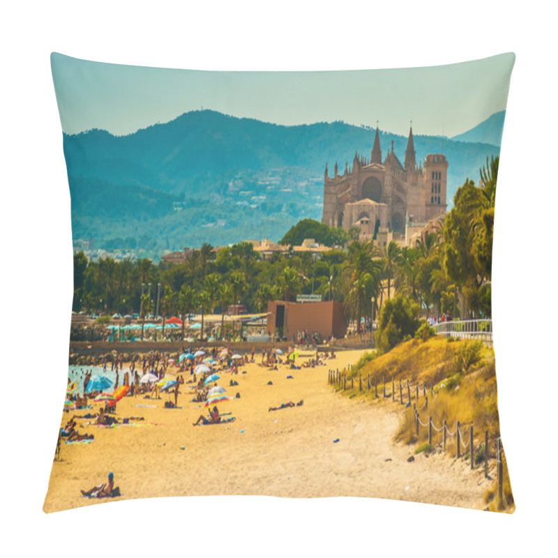 Personality  View Of The Beach Of Palma De Mallorca Pillow Covers