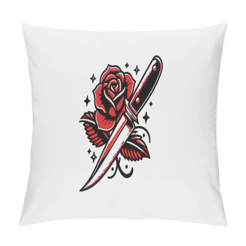 Personality  Knife And Rose Flowers Vector Flat Design Pillow Covers