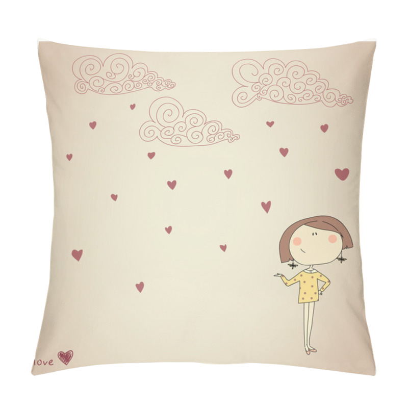 Personality  Pretty Fashion Girl Drawn In Ink On Paper Background Pillow Covers