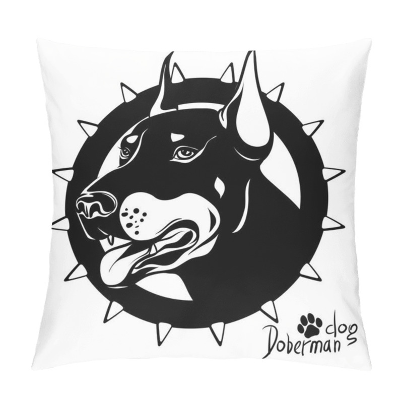 Personality  Graphic Vector Drawing Of A Dog Head, Service Breed Doberman, Fighting Dog Pillow Covers