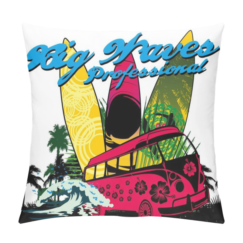 Personality  Palm Beach Surfer Girls Vector Art Pillow Covers