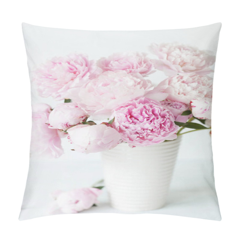 Personality  Beautiful Pink Peony Flowers Bouquet In Vase Pillow Covers