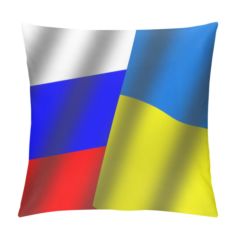 Personality  Flag Of Russia And Ukraine, Relations Between Ukraine And Russia. Letter With Written Blood. Confrontation Between Countries, No War Pillow Covers