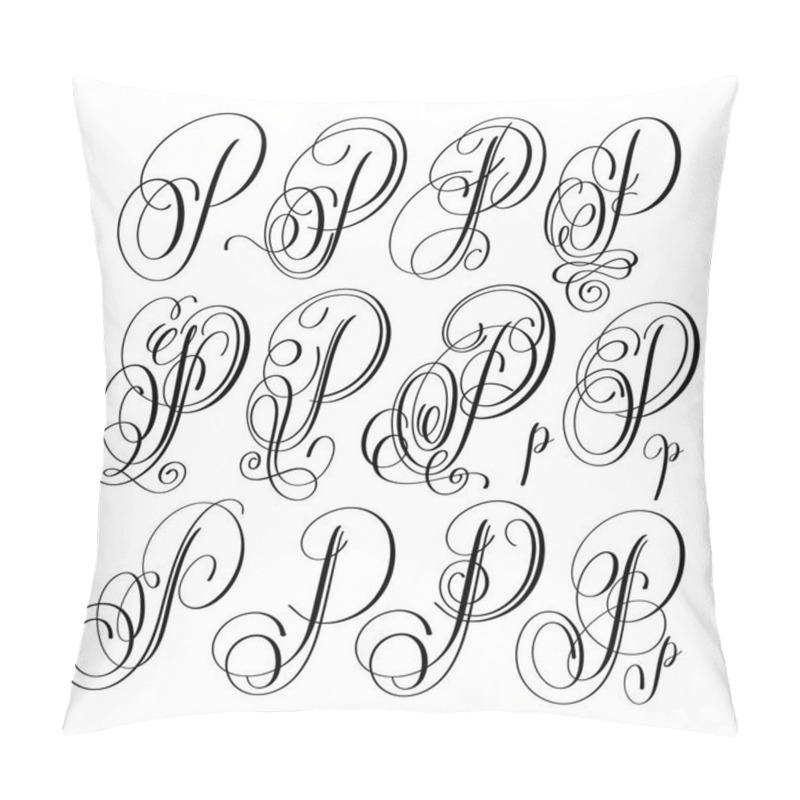 Personality  Calligraphy Lettering Script Font P Set, Hand Written Pillow Covers