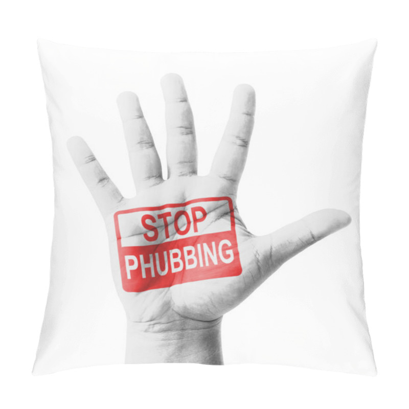 Personality  Open Hand Raised, Stop Phubbing Sign Painted, Multi Purpose Conc Pillow Covers