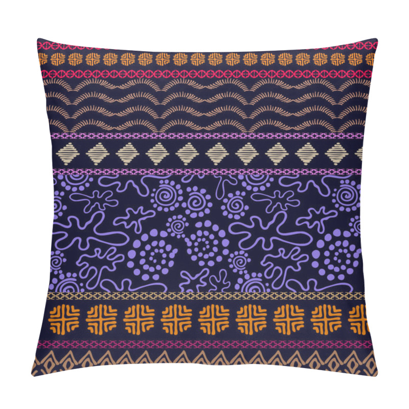 Personality  Set Of Seamless Ethnic Borders. Aboriginal Arts Motifs, Hand Drawn Doodles, Geometric Prints.  Pillow Covers