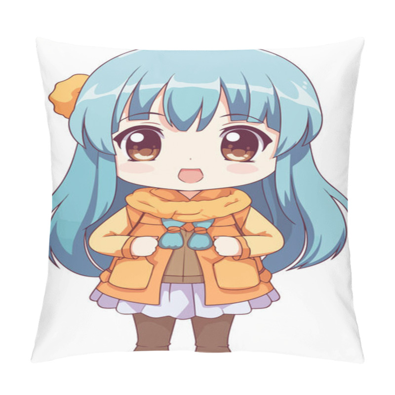 Personality  Young Girl Anime-style Character Vector Illustration Design. Manga Anime Girl Hair Faces Cartoon. Face Young Girl Anime-style Character Vector Illustration Design. Girl Anime Female Manga Cartoon Pillow Covers