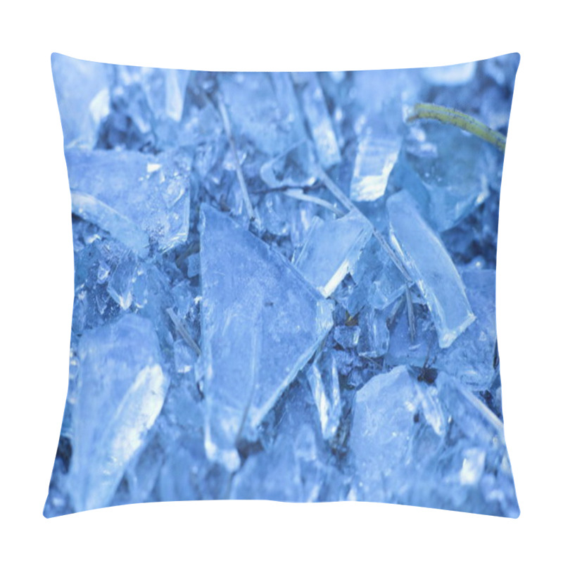 Personality  Small Blue Glass Fragments, Macroice Pieces Background Pillow Covers