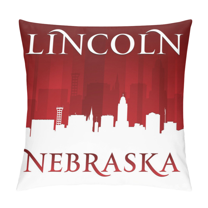 Personality  Lincoln Nebraska City Silhouette Red Background  Pillow Covers