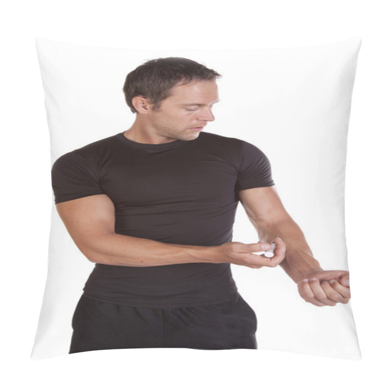 Personality  Man Giving Self Shot Serious Pillow Covers