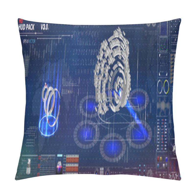 Personality  Futuristic Interface Hud Design. Set Graphs And Charts. Statistic And Data, Information Infographic. 3D, Infographic Elements. Futuristic User Interface. Pillow Covers